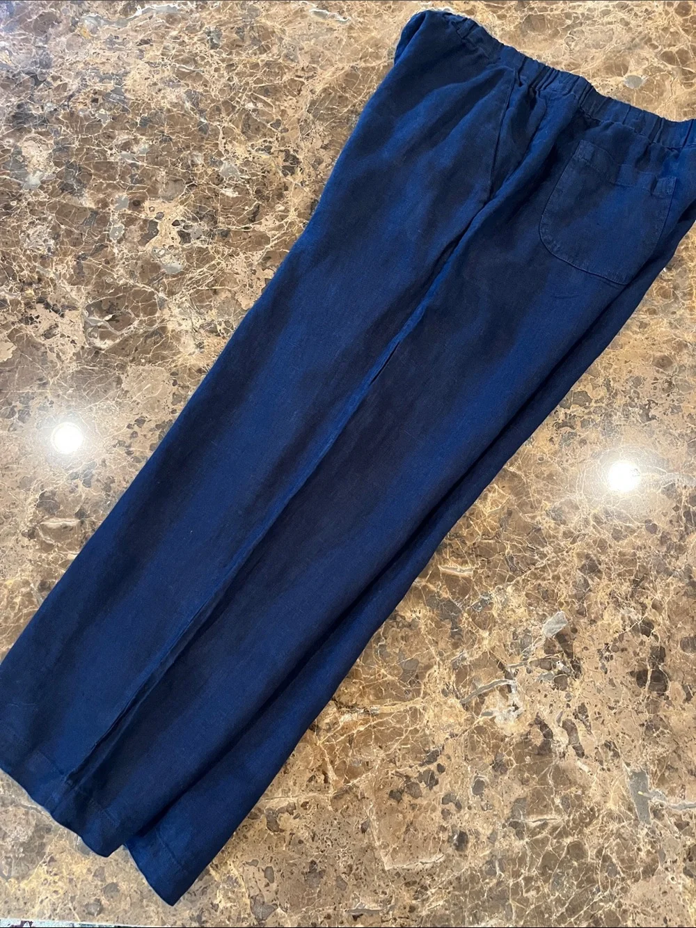 Quince 100% European Linen Pants with Pockets Relaxed Fit size M Deep Navy